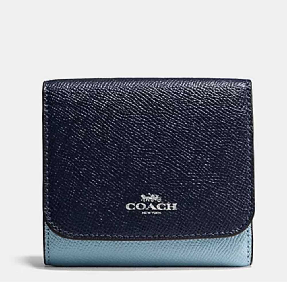 Coach Essential Mini Trifold Wallet In Colorblock Blue - Picture 2 of 10